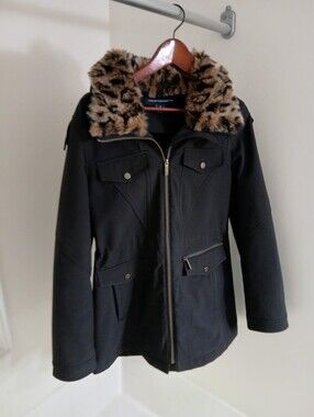 French Connection Leopard Collared Rain/ Fall Jacket Size M